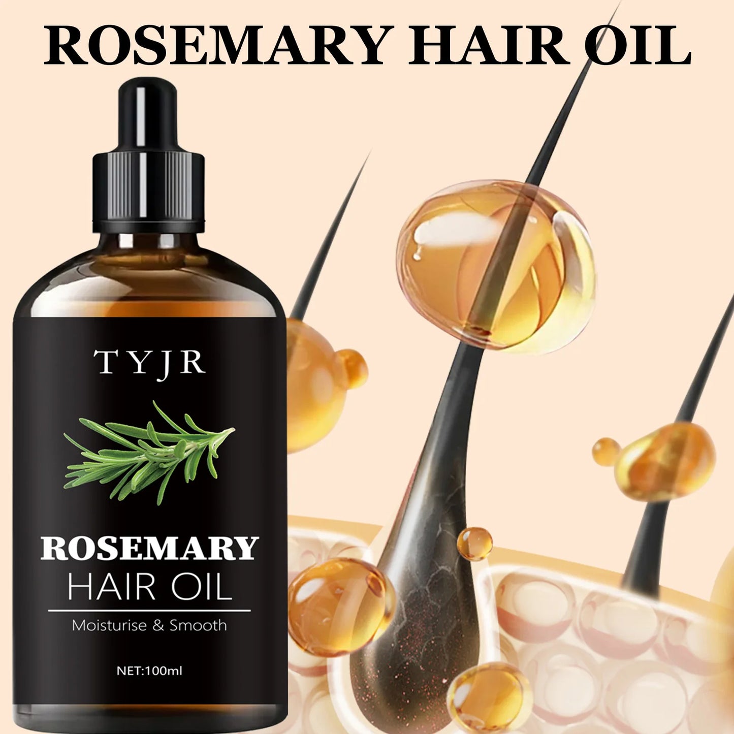 100ML Rosemary Hair Oil Moisturizes and Softens Hair Pure Plant Improves Dryness Essence Long-Lasting Fragrance Conditioner