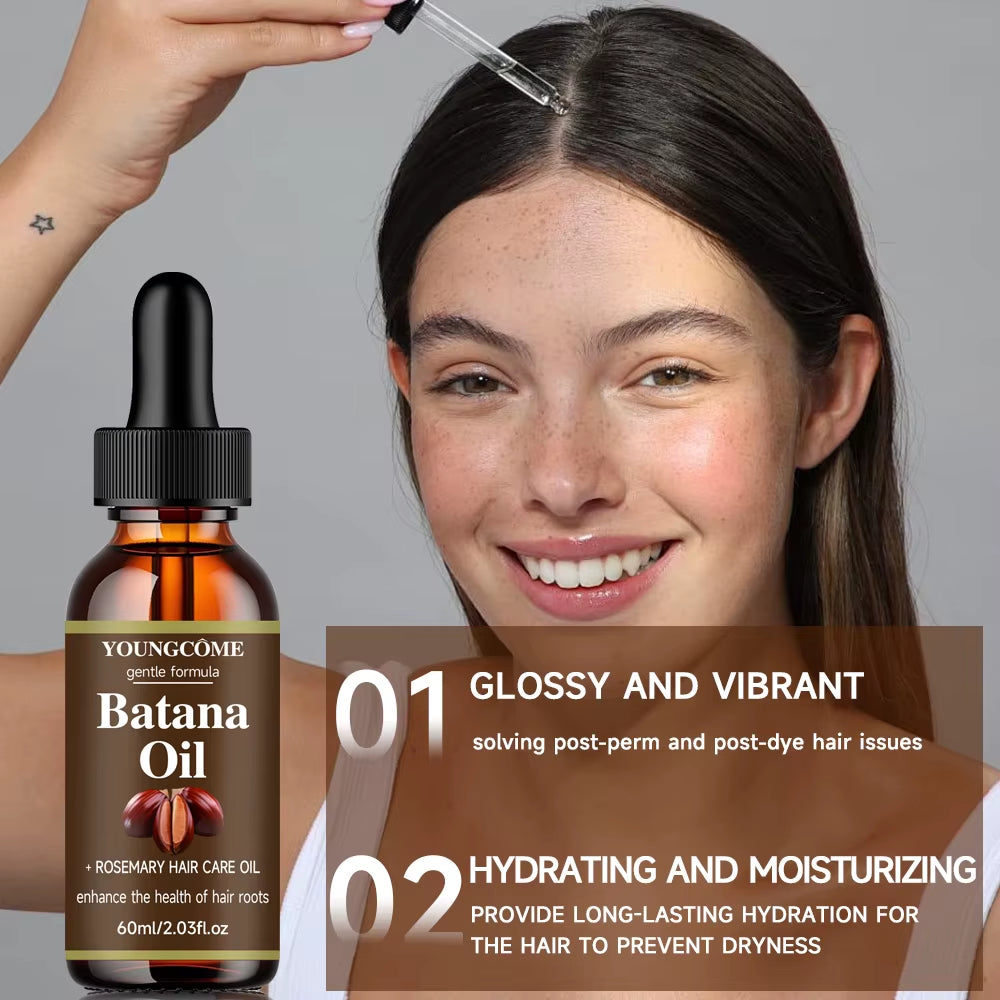 40Ml/60Ml Batana Rosemary Mint Scalp Hair Strengthening Oil Biotin Essential Oils Nourishing Treatment Split Ends Dry All Types