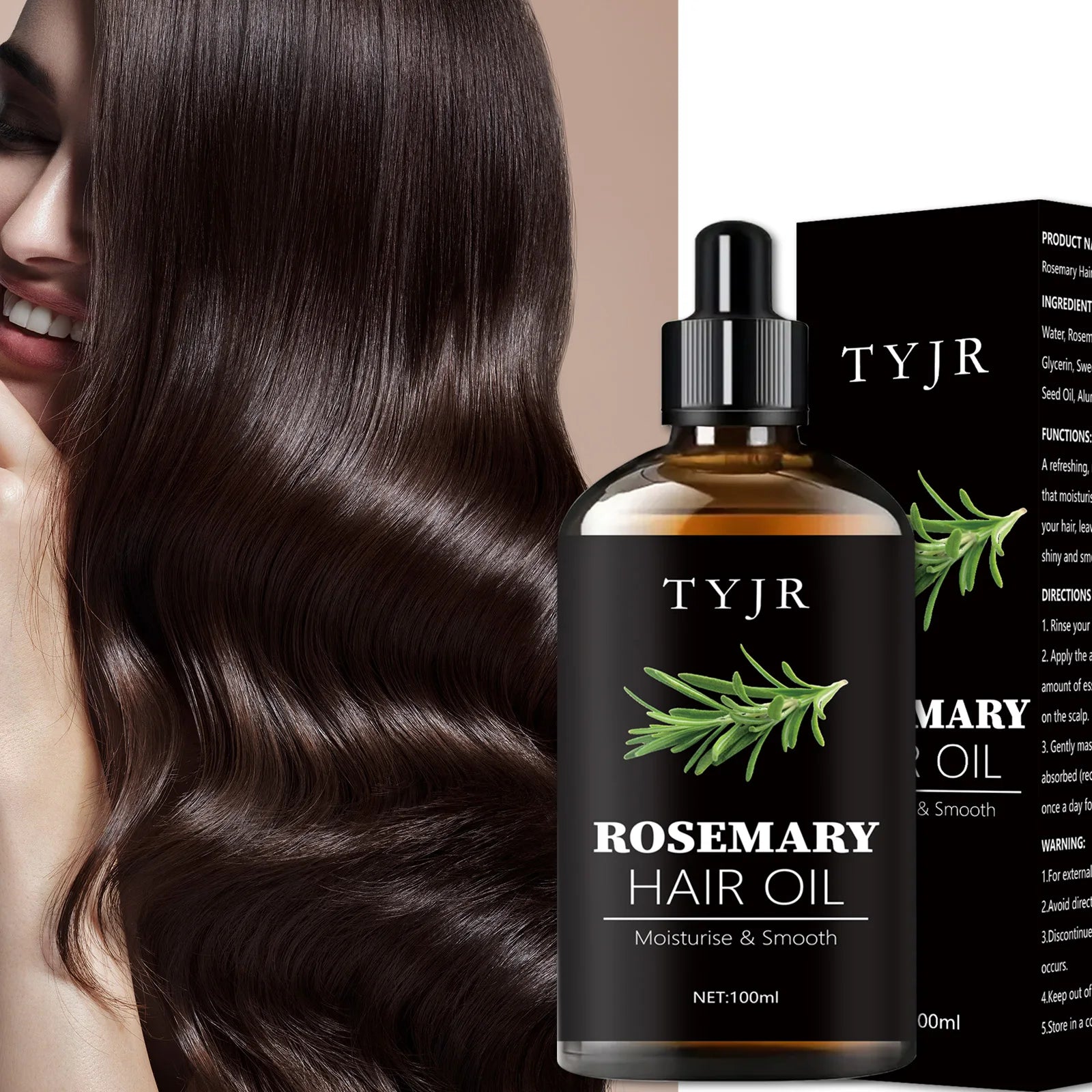 100ML Rosemary Hair Oil Moisturizes and Softens Hair Pure Plant Improves Dryness Essence Long-Lasting Fragrance Conditioner