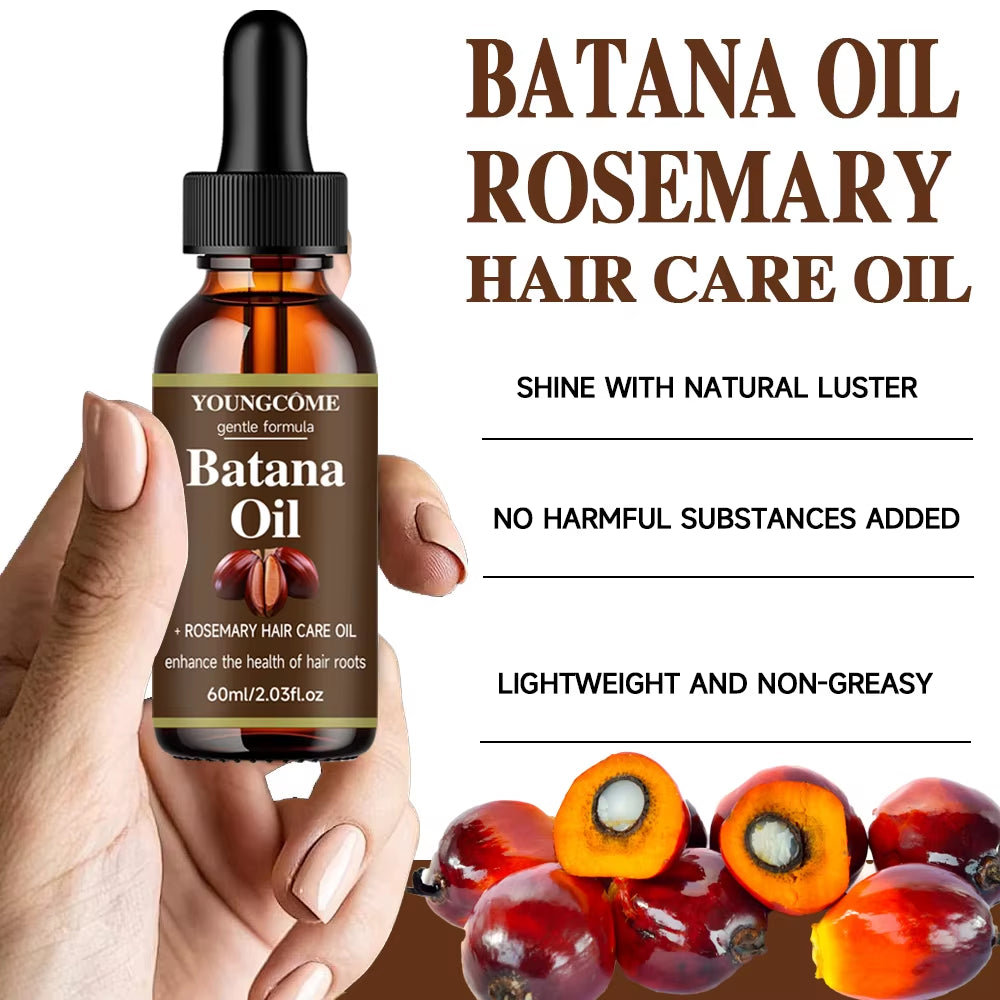 40Ml/60Ml Batana Rosemary Mint Scalp Hair Strengthening Oil Biotin Essential Oils Nourishing Treatment Split Ends Dry All Types