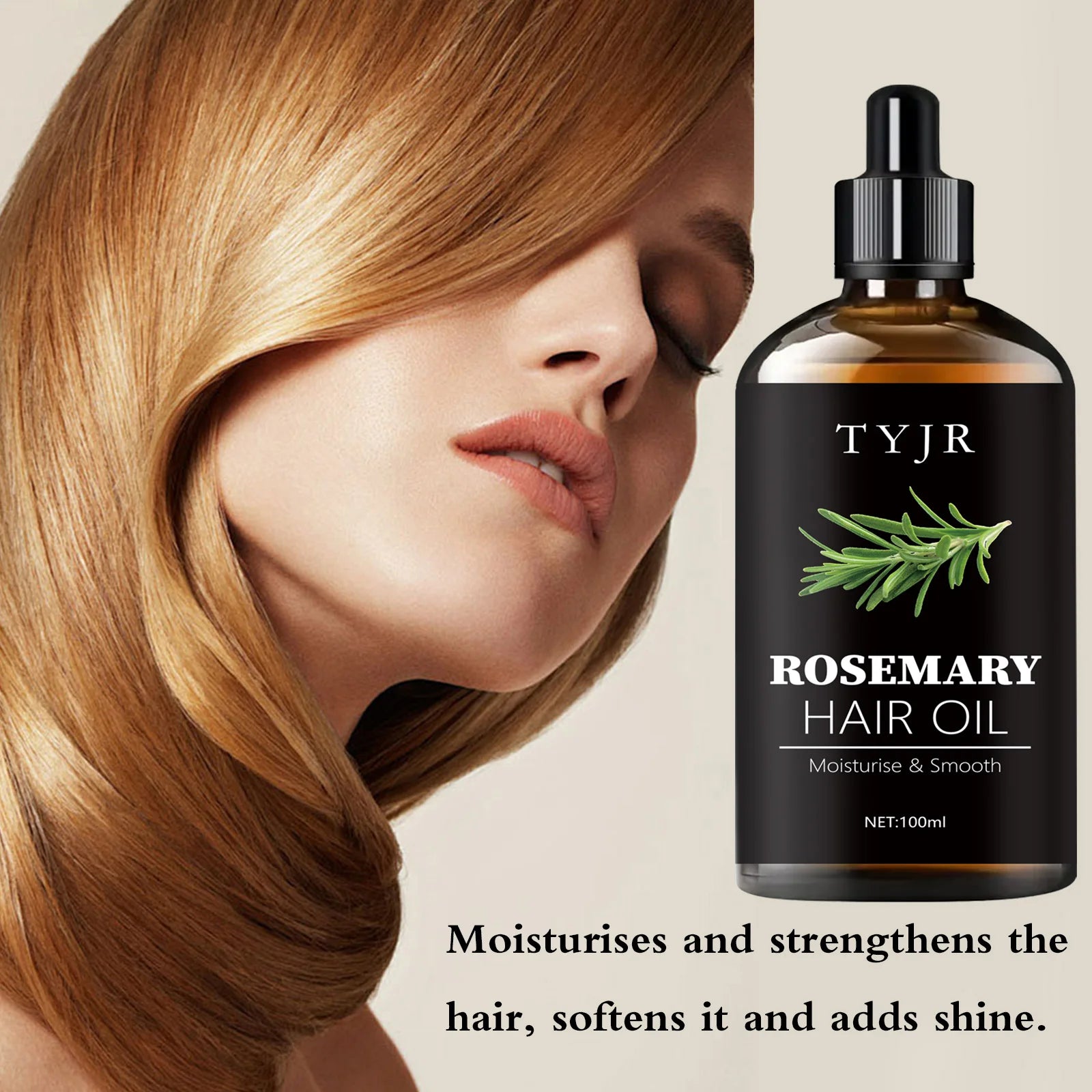 100ML Rosemary Hair Oil Moisturizes and Softens Hair Pure Plant Improves Dryness Essence Long-Lasting Fragrance Conditioner