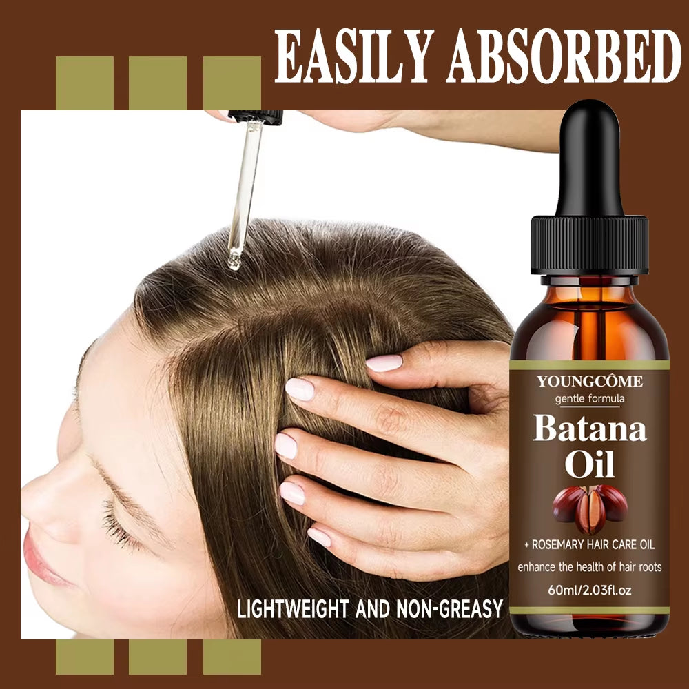 40Ml/60Ml Batana Rosemary Mint Scalp Hair Strengthening Oil Biotin Essential Oils Nourishing Treatment Split Ends Dry All Types