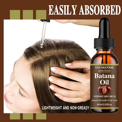 40Ml/60Ml Batana Rosemary Mint Scalp Hair Strengthening Oil Biotin Essential Oils Nourishing Treatment Split Ends Dry All Types