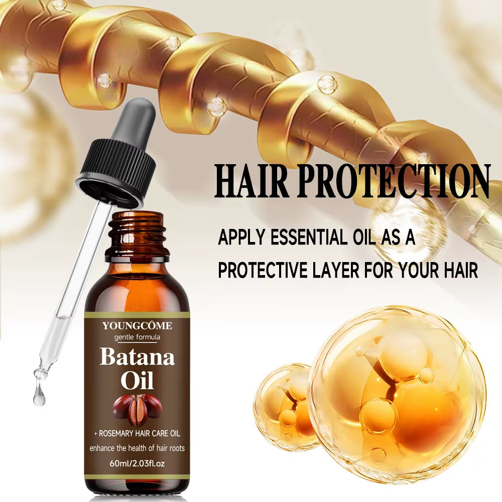 40Ml/60Ml Batana Rosemary Mint Scalp Hair Strengthening Oil Biotin Essential Oils Nourishing Treatment Split Ends Dry All Types