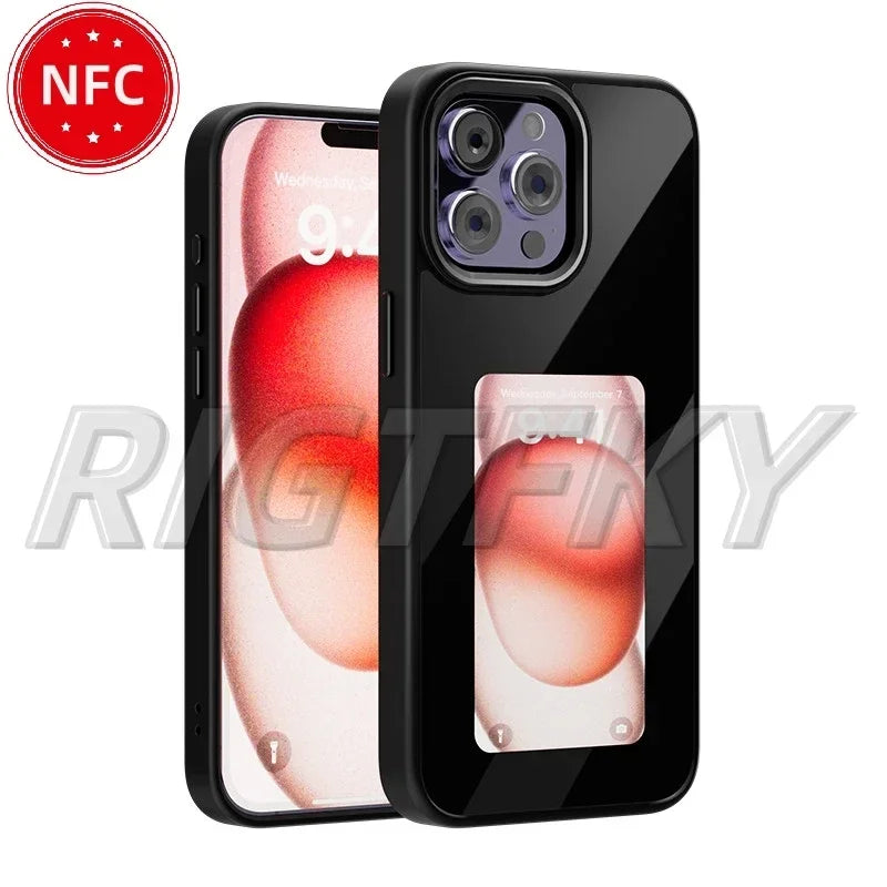 NFC Smart E-Ink Screen Phone Case for Iphone 16 15 14 13 12 11 Pro Max DIY Photo Anime Characters Boy Girl Silicone Phone Cover